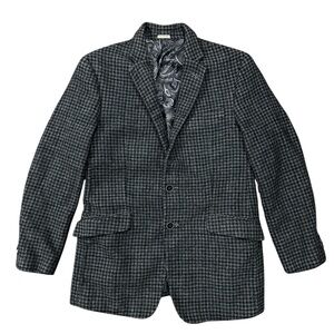 Joseph Abboud Black Grey Houndstooth Slim Fit Wool 2 Button Blazer Jacket Sz 40